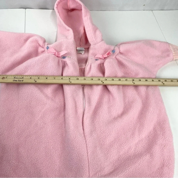 Vintage Hartstrings Baby 24 Months Pink Fleece Bunting Outerwear 3/4 Zip - Picture 2 of 6